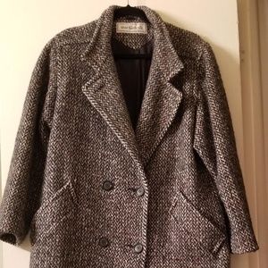 Vintage Double Breasted Houndstooth Tweed Coat